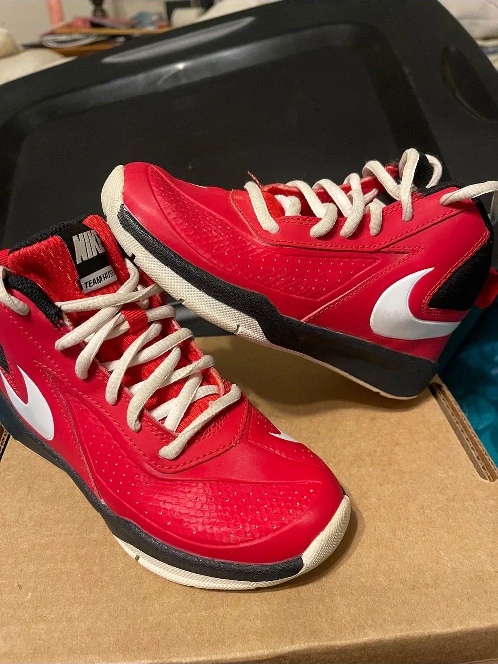 Nike Kids Red and Black Low-Top Sneakers